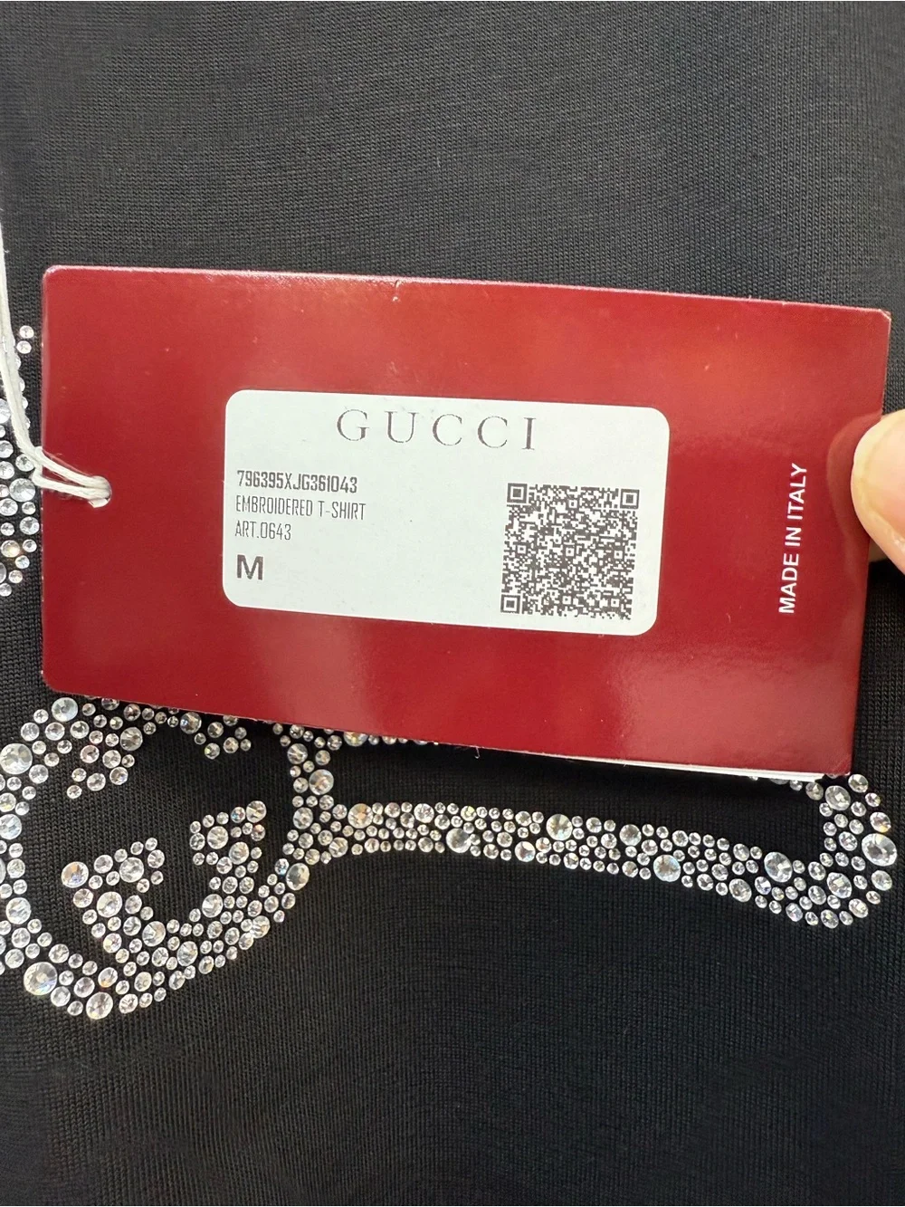 Gucci Black Logo Short-Sleeve Tee with Silver Graphic